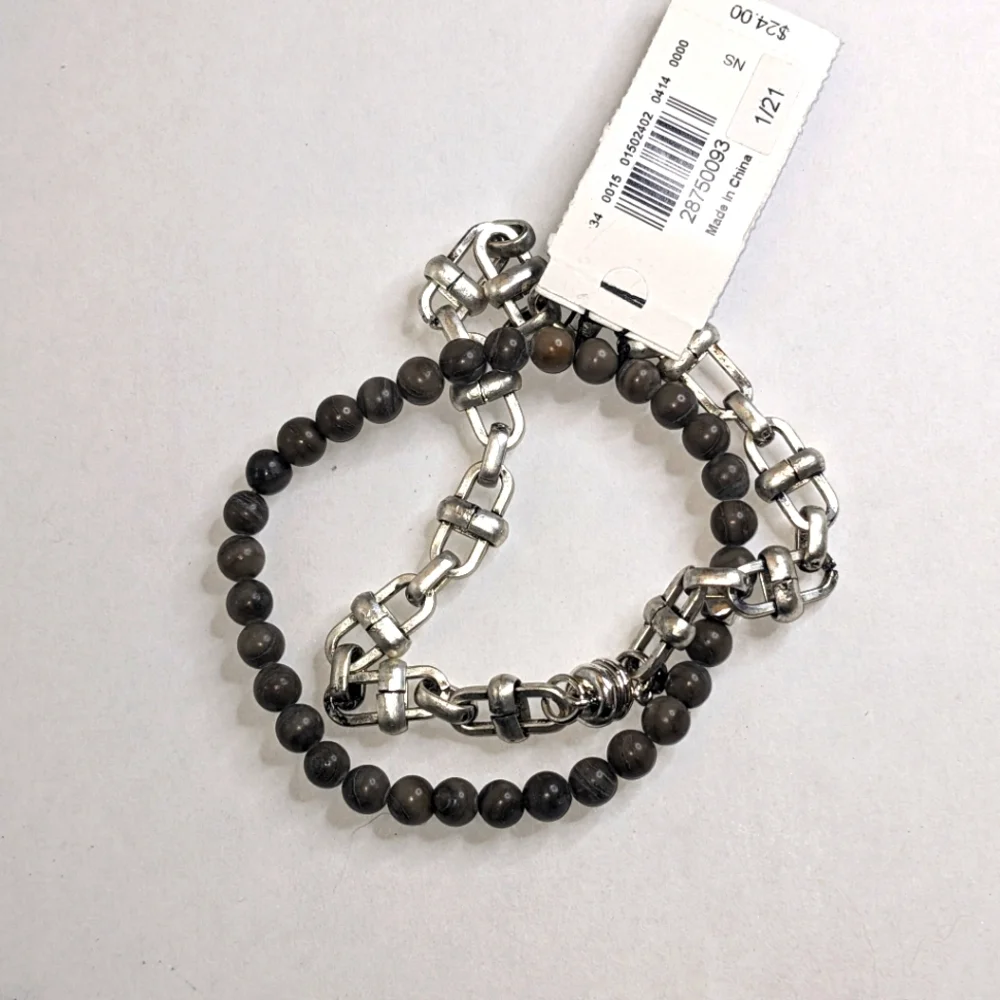 NWT Express Unisex Dual‎ Bracelet Set – Link & Beaded Stretch